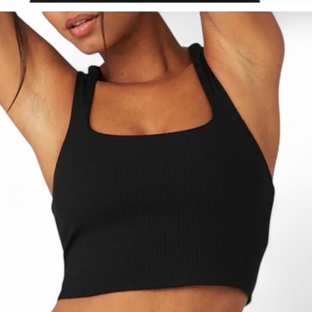 Alo black Alosoft Ribbed Chic Bra Tank - Picture 2 of 5